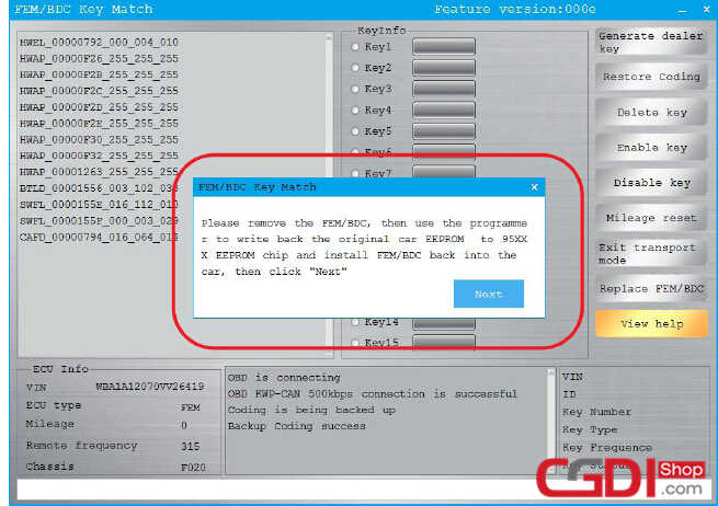 How to Use CGDI BMW to Adding & All Keys Lost for BMW FEMBDC (3)